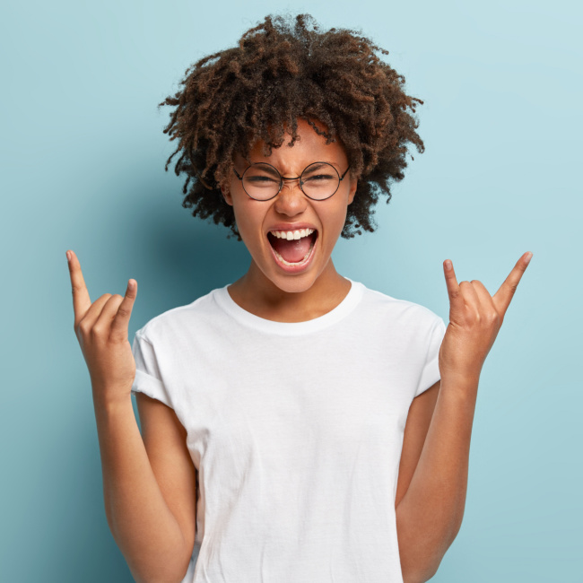 enthusiastic young woman